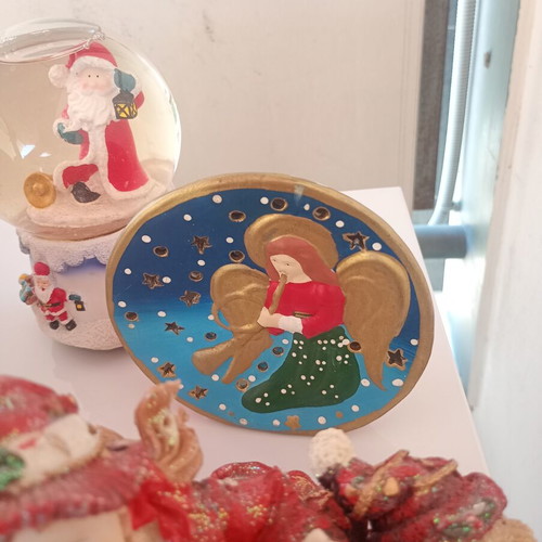 Christmas decoration set used, 11 pieces including music snow globe and ceramic candle holders