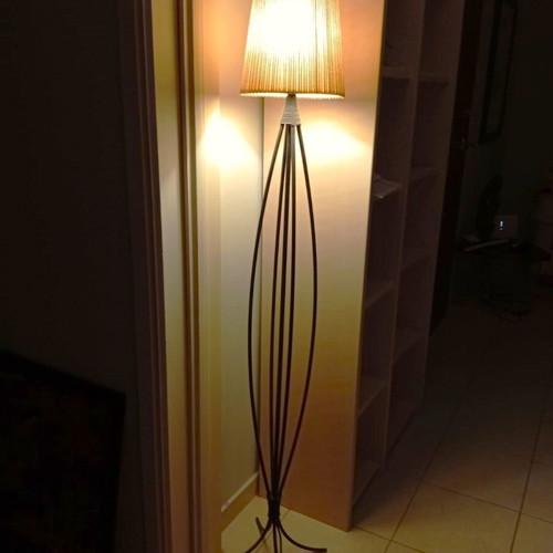Vintage floor lamp from solid wrought iron, mid-century art deco style