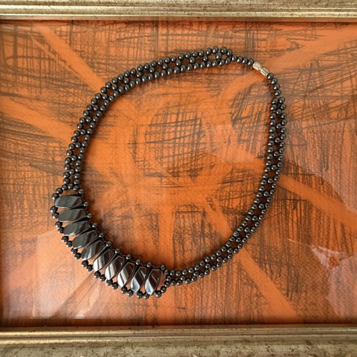 Hematite choker vintage handmade necklace 47 cm