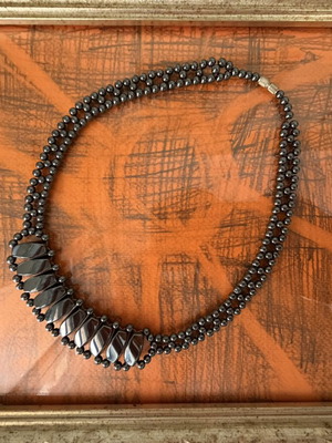 Hematite choker vintage handmade necklace 47 cm