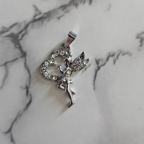 Women's pendant set of 2, steel, holographic heart