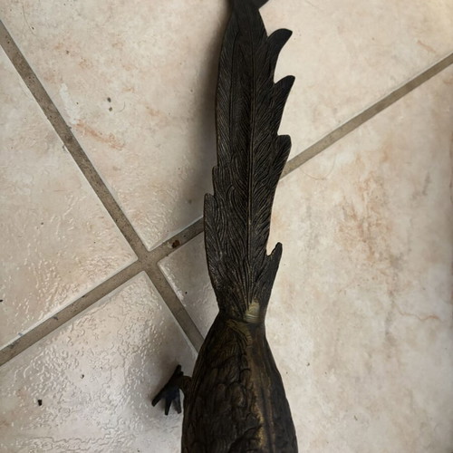 Pair of collectible metal peacocks, brass, 35 cm each