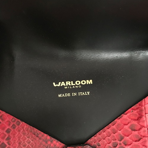 Warloom Milano snake-print envelope clutch in red python leather