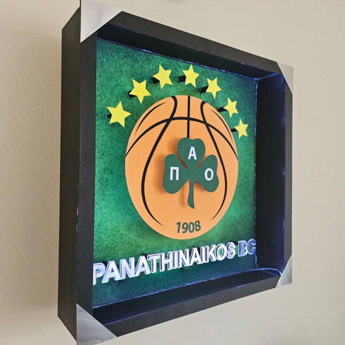 Handmade Panathinaikos BC lighted frame new