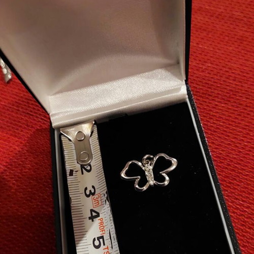 Silver butterfly pendant new with zircon details