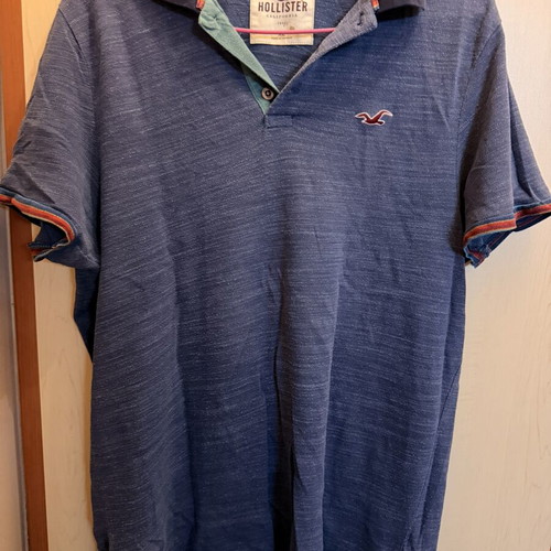 Hollister California Polo Shirt XL Blue Melange like new