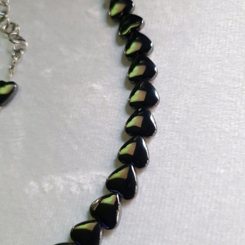 Hematite Heart Choker Stainless Steel Handmade Jewelry