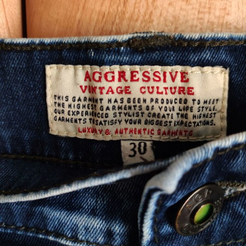 Aggressive Vintage Culture Jeans used, blue acid wash tie dye, size 30