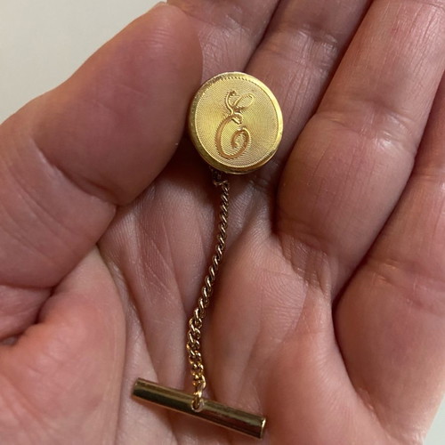 Vintage tie pin with letter E used