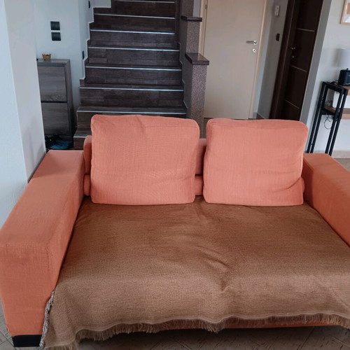 Living room set with 3-seat and 2-seat sofa used with throws