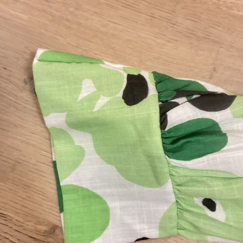 A.L.E. linen shirt green, size small, puffed shoulders
