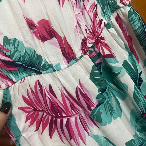Seven Islands Summer Long Dress L/XL White Printed Rayon Like New