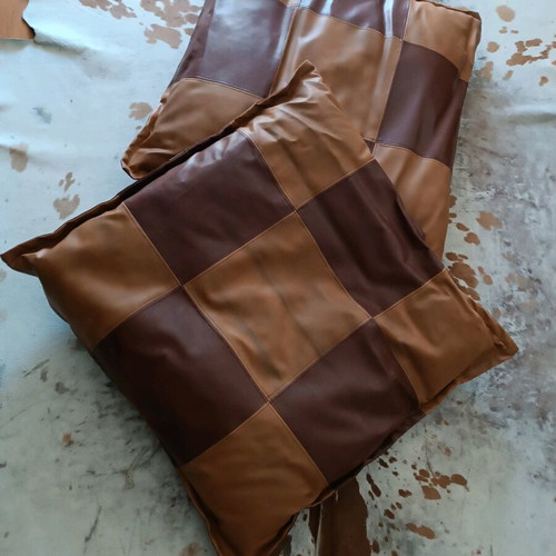 Techno leather brown-chocolate pillows new, stylish for decoration