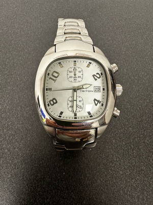 Triton Chronograph Watch used, stainless steel silver