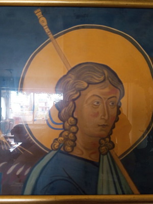 Iconography on paper like new with iconography colors and powders