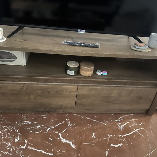 Complete bedroom set used, includes bed, nightstands, drawers, TV unit, coffee table