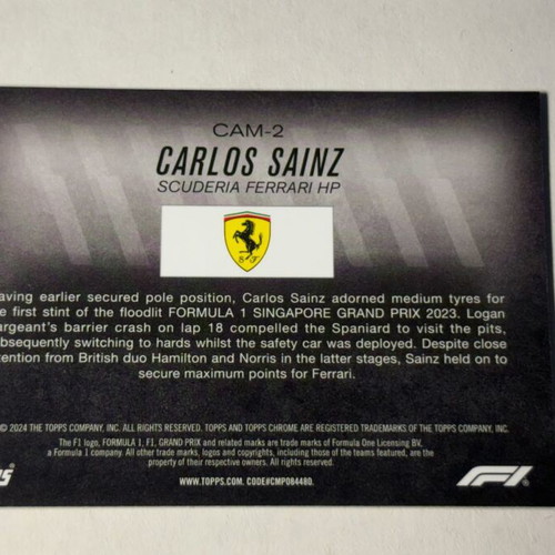 2024 Topps Chrome Formula 1 Carlos Sainz Camber card like new
