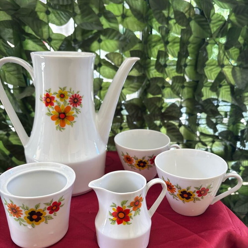 Vintage Schirnding porcelain coffee set new with coffee pot and cups