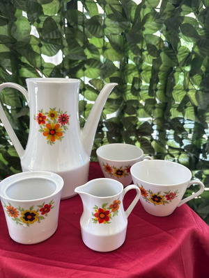 Vintage Schirnding porcelain coffee set new with coffee pot and cups