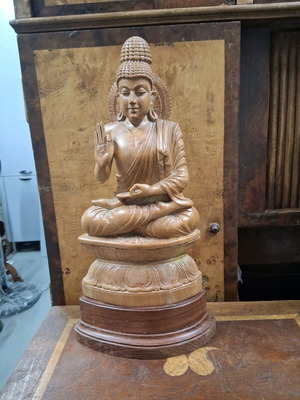 Large wooden carving used with detailed craftsmanship