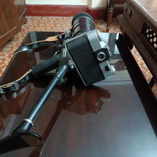 Zenit camera with telephoto lens used
