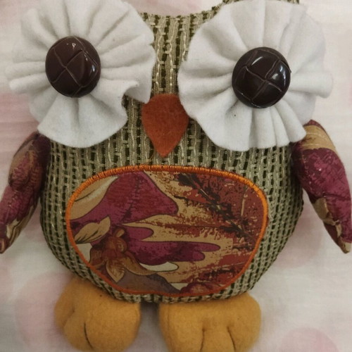 Owl fabric decorative doll vintage like new, 1970