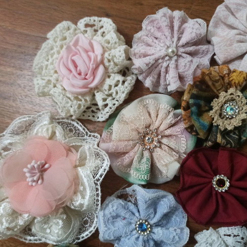 Handmade fabric flowers new, pack of 12 pieces