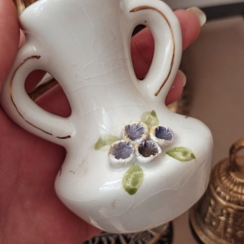 Ceramic amphora vase used with crackle finish, vintage
