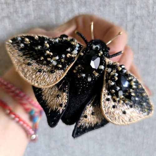 Handmade butterfly brooch new with Swarovski crystals and Japanese beads