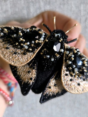 Handmade butterfly brooch new with Swarovski crystals and Japanese beads