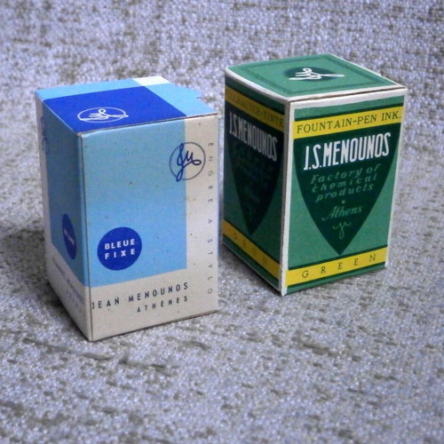 Menounos fountain pen ink cyan and green new, pack of 2 vintage