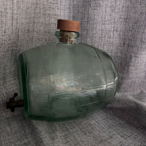 Glass barrel for wine or oil like new, large green