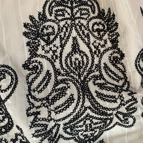 Mango Suit vintage beige dress with black embroidery, size S