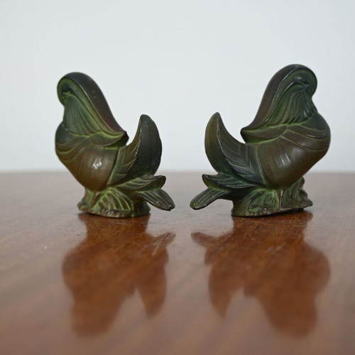 Mandarin duck decorative metal birds pair used
