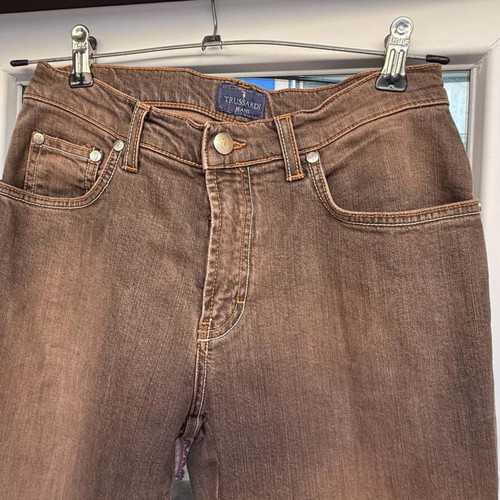 Trussardi vintage women's jeans, size S, brown