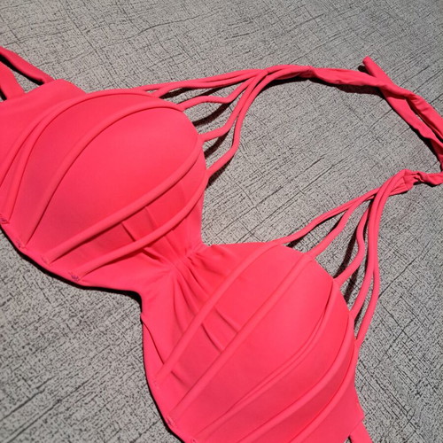 Bikini top like new, pink-coral, size M