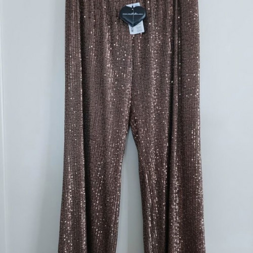 Mat sequin pants new, one size, brown