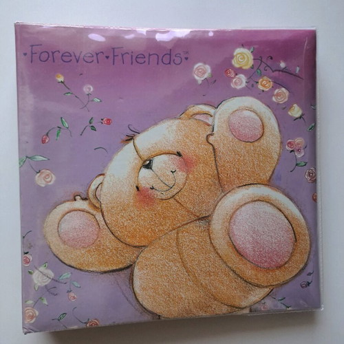 Forever Friends photo album like new, lilac with teddy bear design