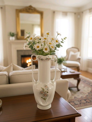 Vintage Arpo Romania porcelain decorative vase with floral design