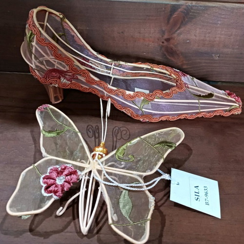 Decorative embroidery set new, butterfly and shoe