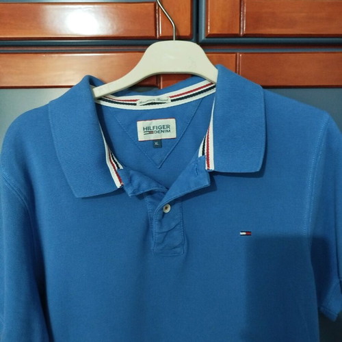 Tommy Hilfiger short-sleeve shirt used, blue, size XL
