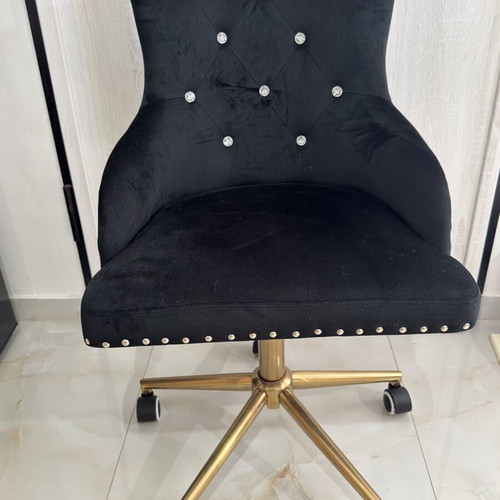 Office chair with wheels velvet fabric and crystals like new