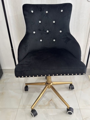 Office chair with wheels velvet fabric and crystals like new