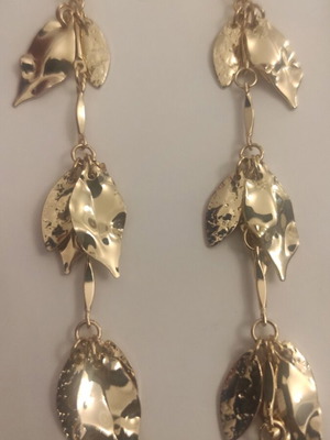 H&M Long Earrings New, 97% Recycled Steel, Gold Tone
