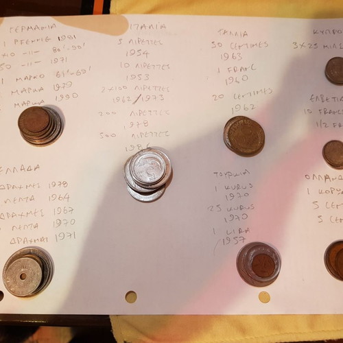 Old coins used, collection of 75 from various nationalities
