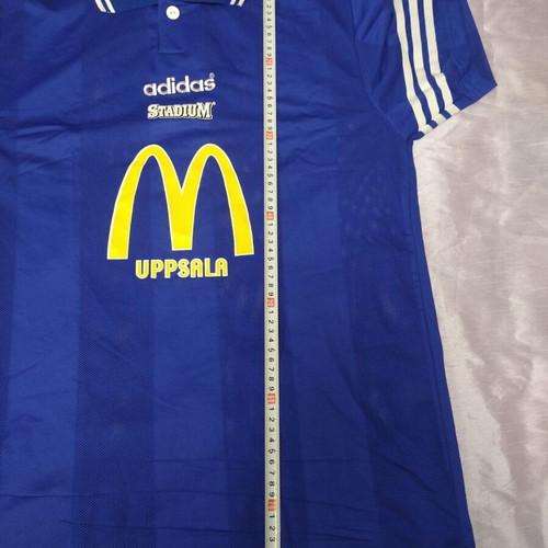 Adidas retro sports shirt, blue and white, size M