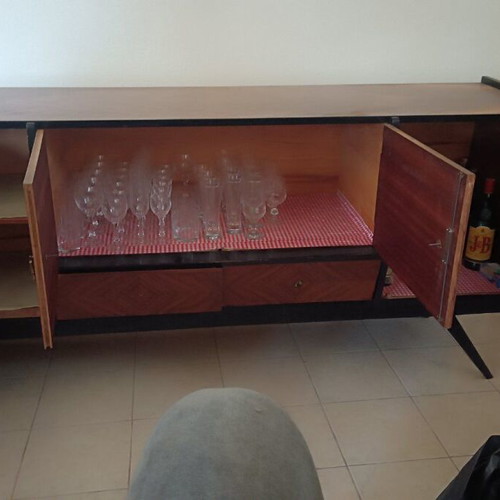 Mid Century Modern Vintage Buffet used, 1960s-70s marquetry