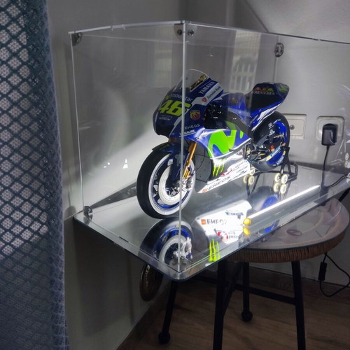 Valentino Rossi Motorcycle Model with Illuminated Display Case and Magazines