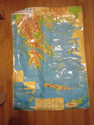 Χάρτης παλαιός γεωφυσικός και πολιτικός της Ελλάδας μεταχειρισμένος