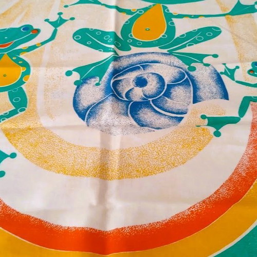 Soviet Vintage Cotton Fabric panel, unused, colorful children's design